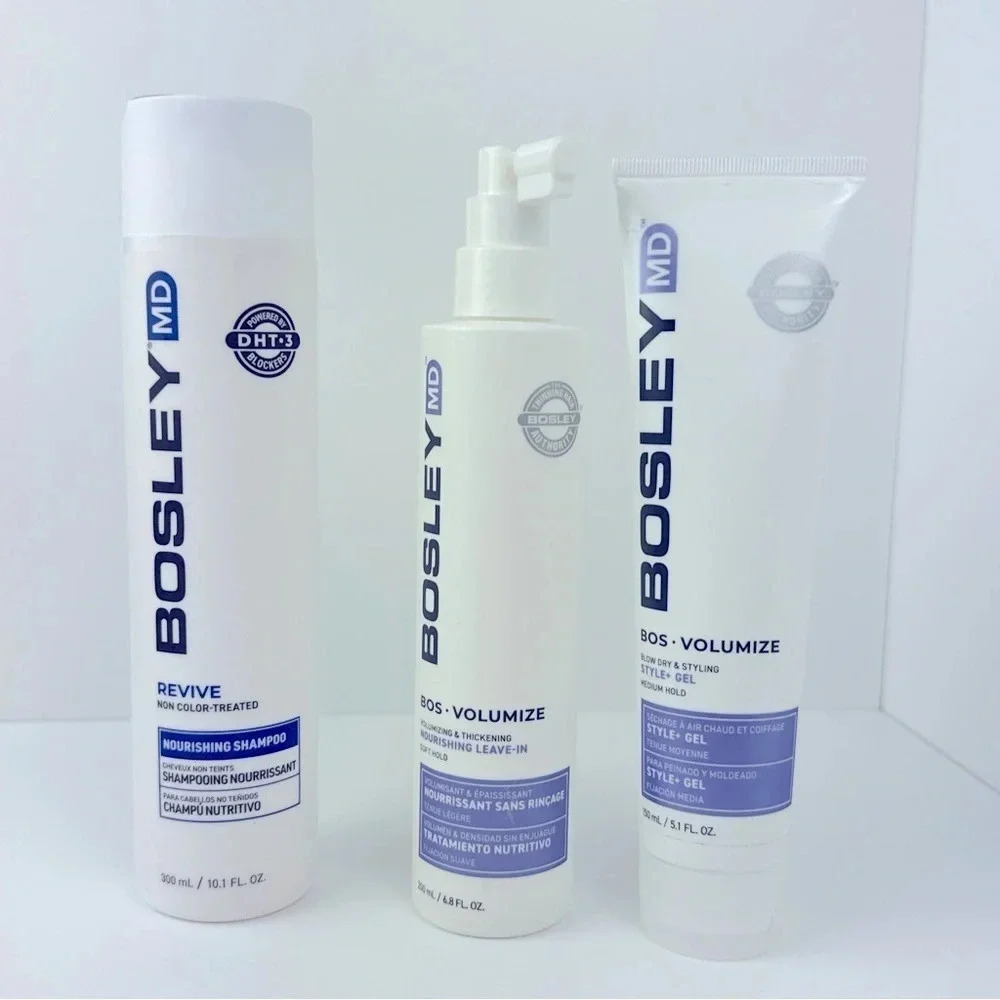 BosleyMDBos Bundle Revive Non Color Shampoo, Leave In Soft Hold & Style Gel (3)